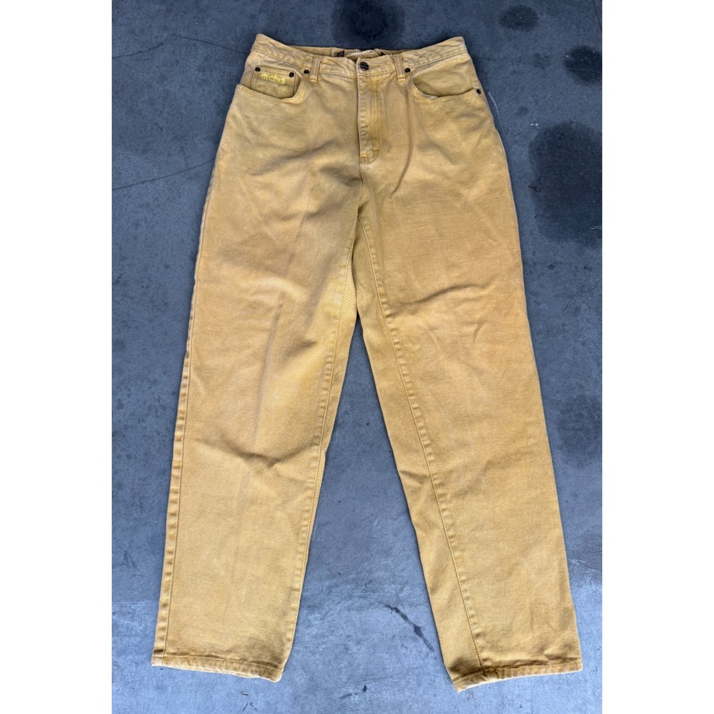 VTG Mens Sz 32 x 33‎ MAJOR DAMAGE Yellow Jeans Y2K Relaxed